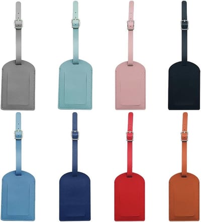 Reisbagage Labels Set van 8 Stuks, Leer met Verstelbare Strap, Ideaal voor Bagage Identificatie en Bescherming tegen Verlies