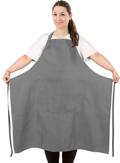1 stuk - Schort uit één stuk - Chef-kokschort - Werkschort - Professioneel schort - Unisex - Dubbele zakken - Polyester met hoge dichtheid - Geschikt voor koken, werken en bakken - 67*89 cm - Grijs