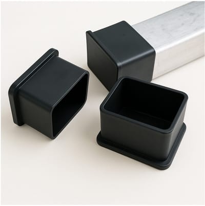 FSW-Products – 4x Stoelpootdoppen Sterk Kunststof Rechthoek 30x15 mm – Zwart – Omsteekdoppen – Vloerglijders voor Binnen & Buiten