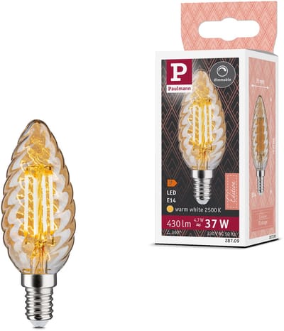 Vintage Edition Standaard 230 V LED kaars E14 gedraaid glas 430lm 4,7W 2500K dimbaar Goud