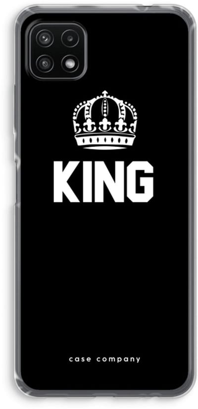 Case Company® - Hoesje geschikt voor Samsung Galaxy A22 5G hoesje - King zwart - Soft Cover Telefoonhoesje - Bescherming aan alle Kanten en Schermrand