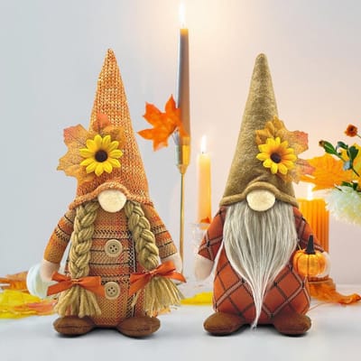 Dailygoods - KQWVZ herfstkabouter, herfstdecoratie kabouter, 2 stuks herfstdecoratie pompoen kabouter, herfstdecoratie kabouter oogstfeest pompoen decoratie kabouters, herfstdecoratie, dwergen voor oogstfeest