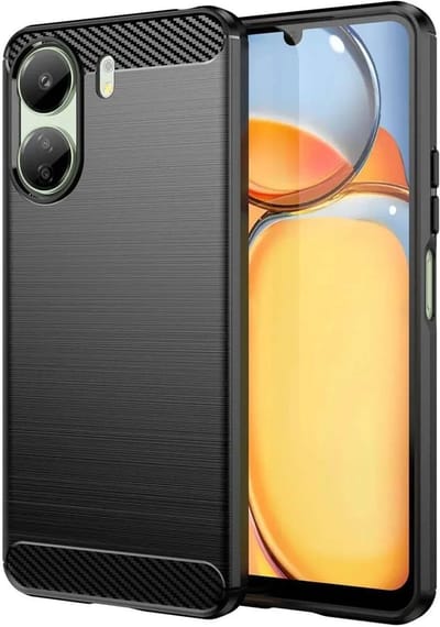 Geborsteld TPU Hoesje Geschikt voor Xiaomi Poco C65 / Xiaomi Redmi 13C | Beschermhoes | Back Cover | Flexibel TPU | Stijlvol Carbon | Dun | Zwart