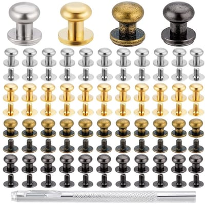 Dailygoods- Kastlade Pull Handvat Set - 64 Sets - Messing - Antiek Brons/Platina/Gunmetal/Ruw - Inclusief Schroeven/Puncher - 9x8,8mm - Kastknop