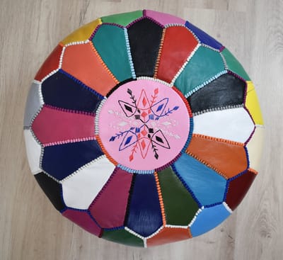 Poufs&Pillows - Poef leer - Geel - Handgemaakt en stijlvol - Gevuld geleverd
