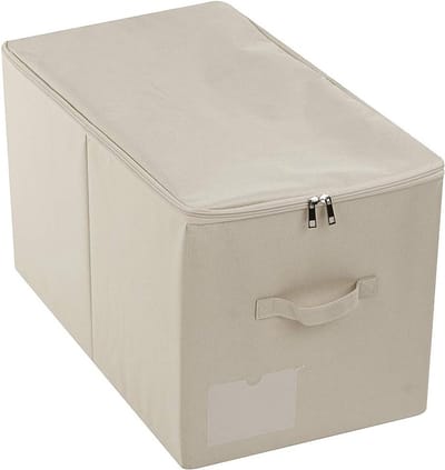 Grote Opvouwbare Opbergdozen met Deksel, 56x32x33 cm, Ideaal voor Organisatie en Opslag in Beige