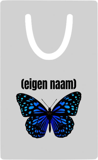 Hacebo® - blauwe vlinder met eigen naam metalen boekenlegger - Vlinder - dieren liefhebber - iemand die houdt van vlinders - verjaardag - cadeau - kado - geschenk Bladwijzer boekenleggers - 7.6 cm x 5cm