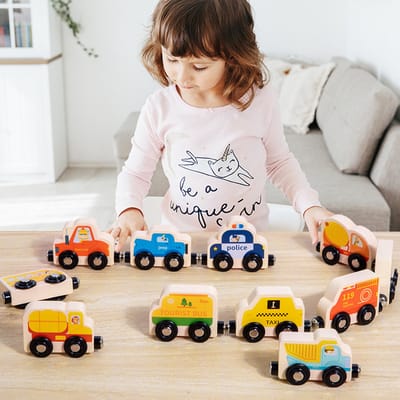 The bloei Magnetisch Houten Treinspeelgoed (Verkeer) | Stimuleert Creativiteit en Probleemoplossing, Bouwt Motorische Vaardigheden en Focus, Mix & Match met Magnetische Koppelingen, Duurzaam FSC-Hout en Veilige Verf, Schermvrij Fantasierijk Spel