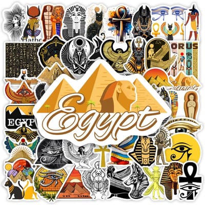 Egypte Cultuur Stickers Piramides Farao's Doe-het-zelf Speelgoed Cadeau Graffiti Sticker Voor Scrapbook Journal Laptop Bagage Flessen Waterdicht yellow