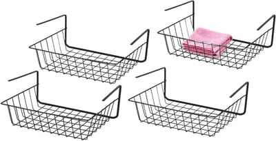 Urban Living Hangmand voor kast - 4x - metaal - zwart - 29 x 21 x 11 cm - kastmandje