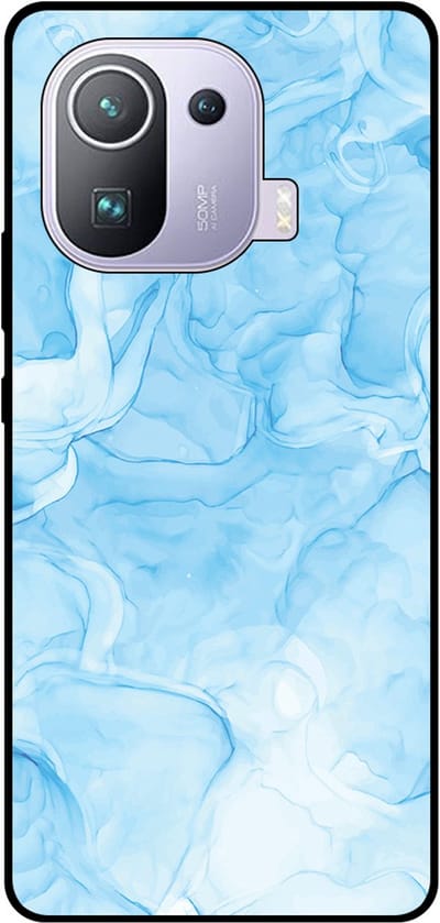 Smartphonica Telefoonhoesje Geschikt voor Xiaomi Mi 11 Pro met marmer opdruk - TPU backcover case marble design - Lichtblauw geschikt voor Xiaomi Mi 11 Pro