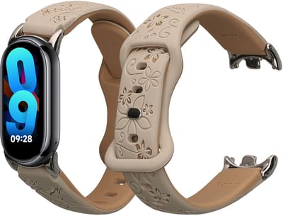 kwmobile smartwatch polsband geschikt voor Xiaomi Mi Band 10 / Mi Band 9 / 8 bandje - Horlogeband met reliëfprint - Siliconen sporthorloge band - Gestanst patroon design