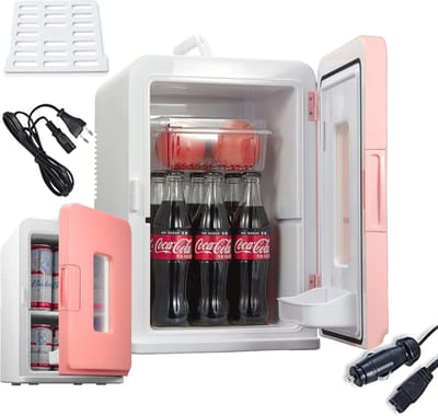 Minikoelkast 15 liter voor thuis en onderweg - Draagbare koel- en verwarmingskoelkast voor dranken en snacks, Roze