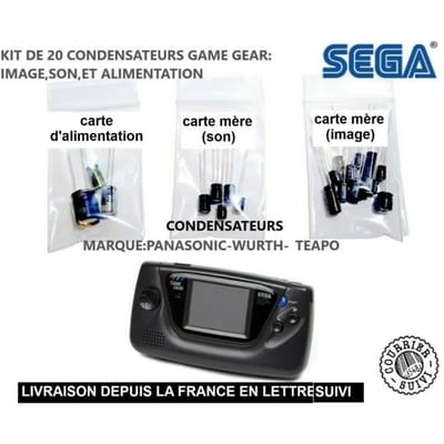 Capkit SEGA GAME GEAR - 20 condensatoren - Geluids- en beeldverbetering - Retro consoles - Zwart