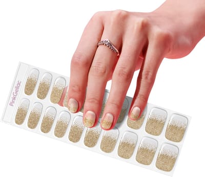 Pink Gellac UV Nagelstickers - Gellak Stickers 0039 Golden Gradient - Nail Art Gel Stickers voor Nagels - 20 stuks in 10 maten