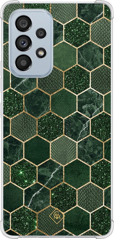 Casimoda® hoesje - Geschikt voor Samsung Galaxy A53 - Kubus Groen - Shockproof case - Extra sterk - Siliconen/TPU - Groen, Transparant