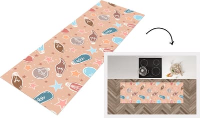 Keukenloper - Loper keuken - Cartoon - Pastel - Patronen - Lamp - 150x50 cm - Keukenloper vinyl
