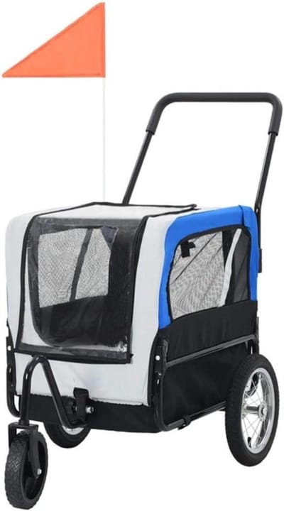 Huisdier Kinderwagen - Hondenbuggy Reiswagentje - Comfortabel Vervoer - 360 Graden Wielen - 53 " Lengte - Blauw