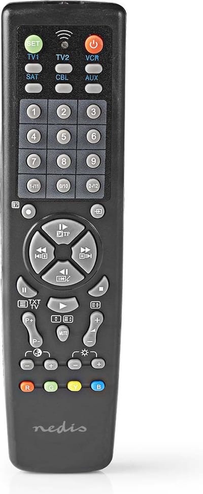 Nedis Universele Afstandsbediening - Programmeerbaar - 10 Apparaten - Geheugenknoppen / TV-gids Knop - Infrarood - Zwart