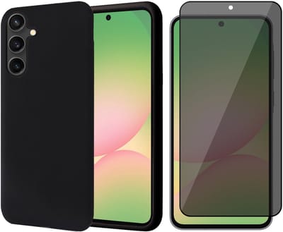 Hoesje geschikt voor Samsung Galaxy A56 / A36 - Privacy Screenprotector Volledig Dekkend Glas - Mat Back Case Zwart