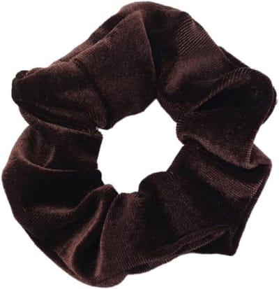 Set van 10 Fluwelen Scrunchies voor Dames, Dikke Elastische Haarbanden, Ponytail Houder en Haaraccessoires in Donkerbruin