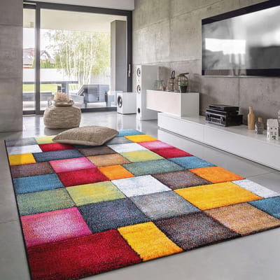 Laagpolig Vloerkleed Geometrisch Patroon Voor Woonkamer - 60x110 cm - Multicolor