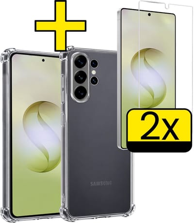 Hoesje - Met Screenprotector - 2 Stuks - Geschikt voor Samsung Galaxy S26 Ultra - Sterk & Shockproof - Siliconen Case - Back Cover - Telefoon Hoes - Shock Proof - Telefoonhoesjes - Transparant