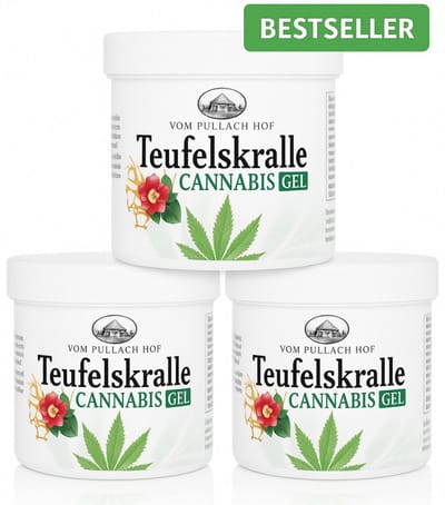 Duivelsklauw Cannabis Gel / 3 Potten - 250 ml - Kalmeert en Ontspant - verlicht ontstekingsprocessen en verzacht spier- en gewrichtspijn - verhoogt de bloedtoevoer - Hof - PH