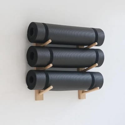 Opslagrek Trainingsapparatuur - Wandorganizer Fitness - Sportspullen Opbergen - Ruimtebesparend Ontwerp - Meerdere Lagen - Houtkleur