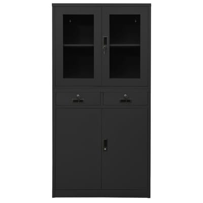 vidaXL - Kantoorkast - 90x40x180 - cm - staal - en - gehard - glas - antracietkleurig