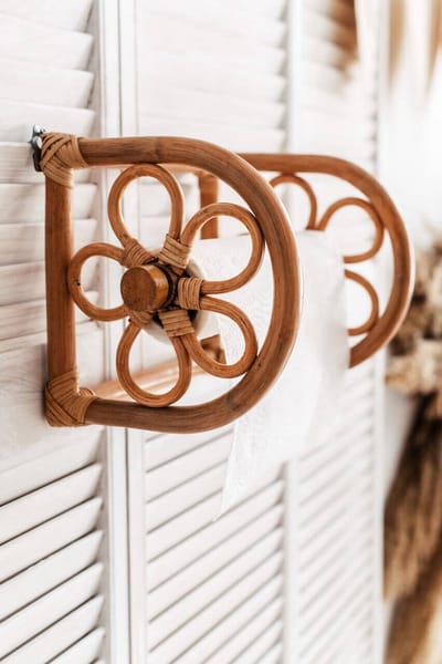 Monnarita Franky - Rieten Handdoekhouder - Natuurlijke Materialen - Handgemaakt - Boho Stijl