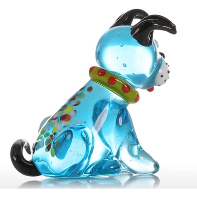 Tooarts Blauwe Hurkende Hond Cadeau Glazen Ornament Dierenfiguur Handgeblazen Woondecoratie Multicolor blue