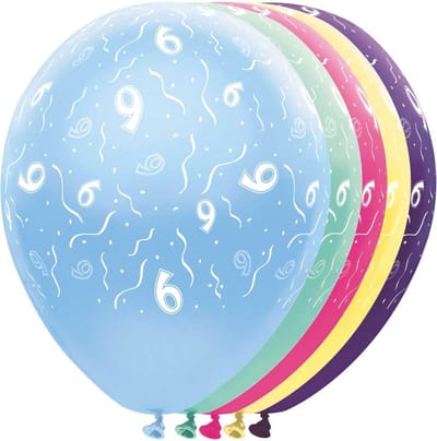 Ballon metallic 9 jaar 5 stuks