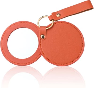 Ronde Sleutelhanger Pocket Mirror - Draagbare Handspiegel met PU Leren Hoesje voor Cosmetica, Handtas, en Reizen - Mini Spiegel voor Thuis en Kantoor