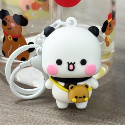 En Stock Panda Bubu Et Yier Pendentifs Poupées Kawaii Jouets Mignon Dessin Animé Ours Panda Pendentif Porte-clés Sac à Dos Pendentif Cadeau Couple white