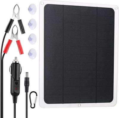 Zonne Acculader - Druppellader Paneel - Batterij Onderhoud - Hoge Conversie - 20 Watt - Zwart