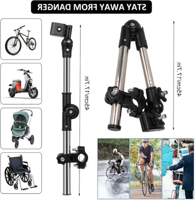 Verstelbare Parasolhouder voor Kinderwagen, Fiets en Rolstoel - RVS Handgreep Klem en Standaard voor Parasol en Umbrella