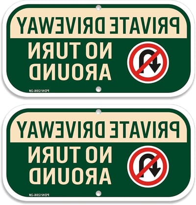 Geen Keer Om Teken - Privé Oprit Bord - Toegang Beveiligen - Reflecterend Aluminium - 30x15 cm - Groen