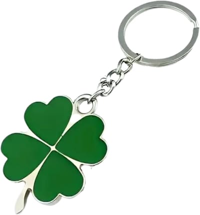 Geluks Sleutelhanger – Vier-Bladig Klavertje | Acryl | 10,8 x 5,2 cm | Stijlvol & Symbolisch