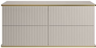 Vente-unique Zwevend badkamermeubel, geribbeld met gouden biesje - Beige - 120 cm - KELIZA