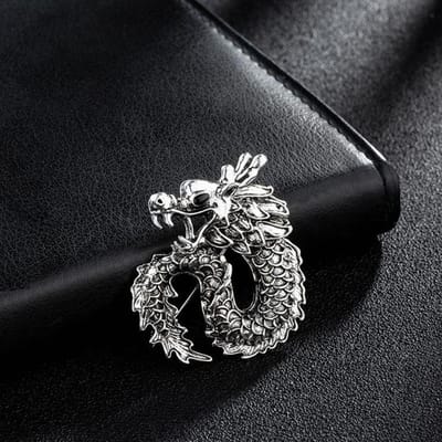 Nieuwe Mode Dier Draak Broche Metalen Reversspelden Herenpak Shirt Vintage Badge Corsage Broches Sieraden Accessoires black
