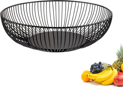 Westmark draadmand Moderno – Elegante fruitschaal & broodmand met tijdloos design – Metalen mand voor fruit, groenten, brood & broodjes – Zwart, 28 cm