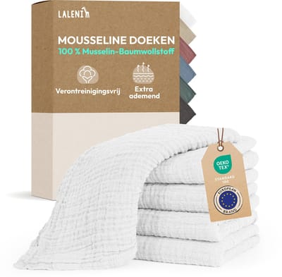 Laleni - Set van 5 Hydrofiele Doeken - Baby - 100% Katoen - 70x70 cm - Wit - Set van 5