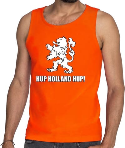 Nederland supporter tanktop / mouwloos shirt Hup Holland Hup oranje voor heren - landen kleding S