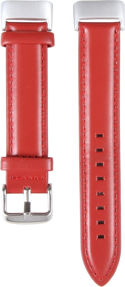 By Qubix - Compatible Fitbit bandje - Geschikt voor Fitbit Charge 5 - Fitbit Charge 6 bandje - Echt leer - Rood - Horlogeband - smartwatchbandje