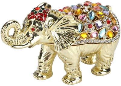 Dailygoods- Sieradendoosje Mini - Olifant - Decoratief Dierenfiguur - Sieraden Organizer - Compact - Zinklegering met Strass - Sieradenorganizer