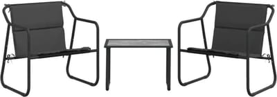 Balkonset 2 personen - Tuinset - Bistroset - Zwart - 3 delig - Tuintafel en 2 stoelen - 2 personen - Gecoat staal - Onderhoudsvrij staal