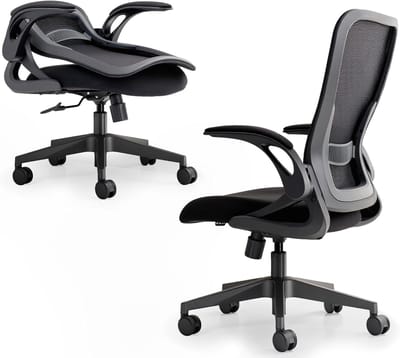 Opvouwbare bureaustoel - Compacte werkstoel - Kleine ruimtes - Ergonomisch mesh ontwerp - Eén maat - Middernacht zwart