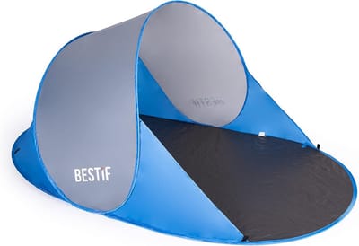 Strandtent - Werptent Pop-up - Zonwering en windscherm - Zelfopbouwende constructie - 190 x 86 x 120 cm - Blauw-grijs