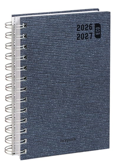 Brepols agenda 2026-2027 - ECO DECO - Schoolagenda - 1 dag per pagina - Wire-O - Dagoverzicht - Blauw - 11.5 x 16.9 cm